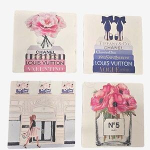 Amanda Greenwood Chanel, Louis Vuitton Fashion Decorative Coasters
